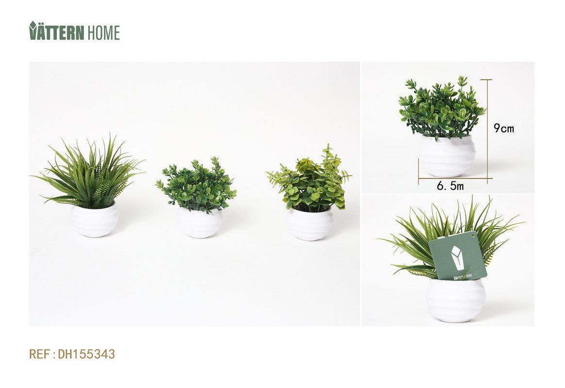 Mini Pianta Artificiale in Vaso Tondo