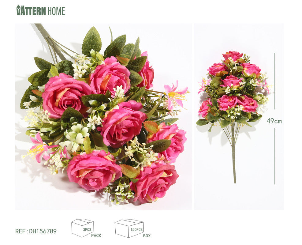Mazzo di Rose Artificiali Rosa