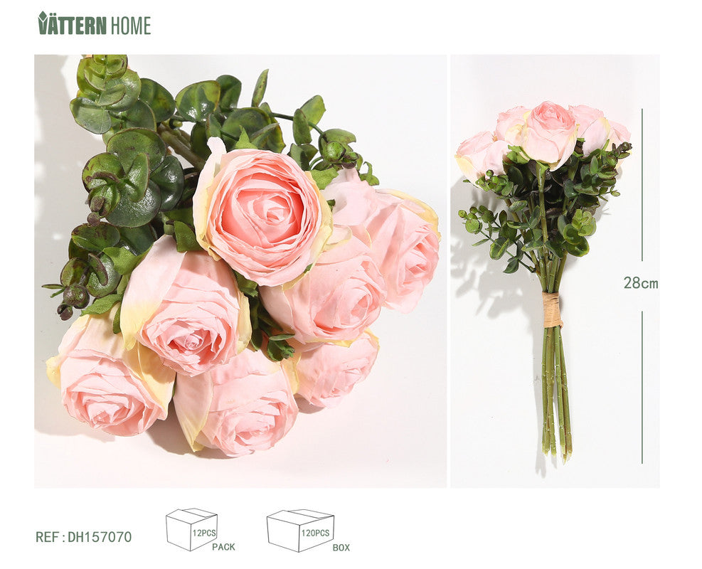 Mazzo di Rose Artificiali Rosa