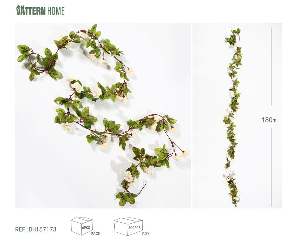 Ghirlanda Decorativa con Fiori Bianchi