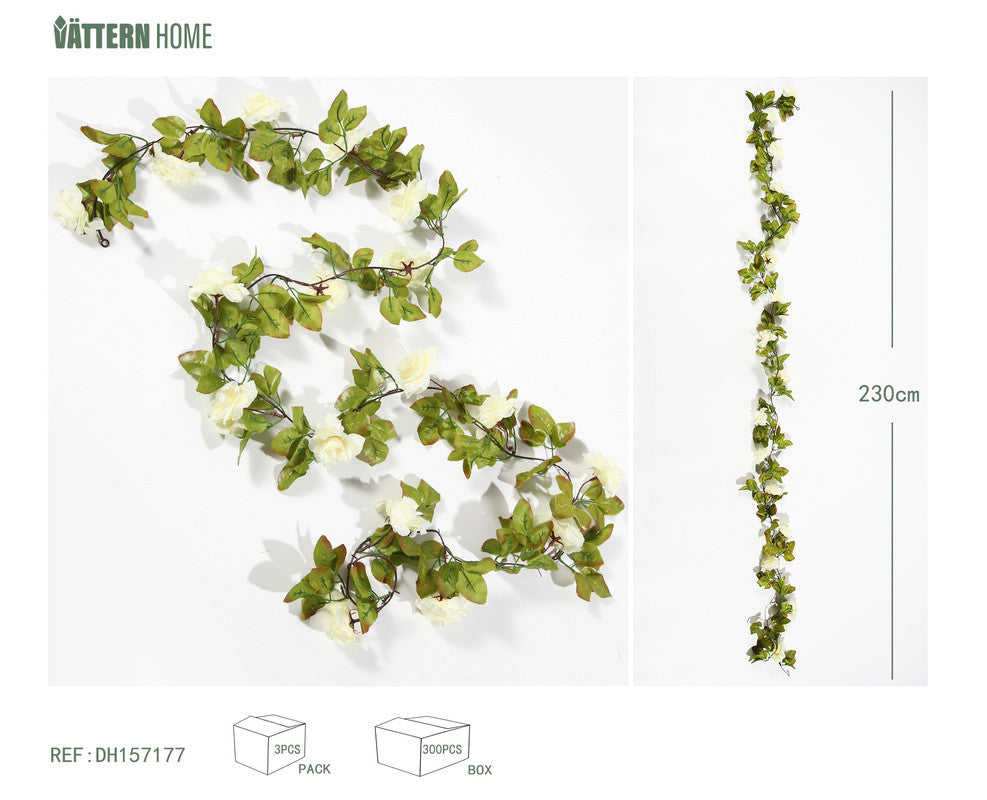 Ghirlanda Decorativa con Fiori Bianchi