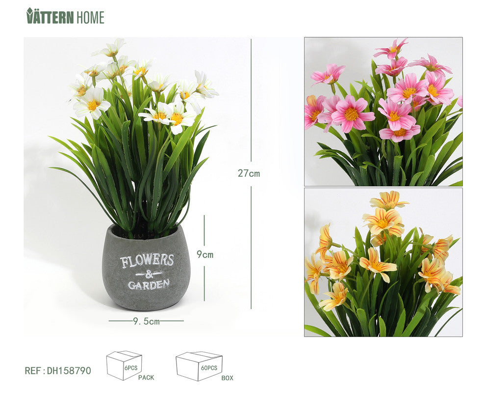 Pianta Artificiale con Fiori Colorati in Vaso