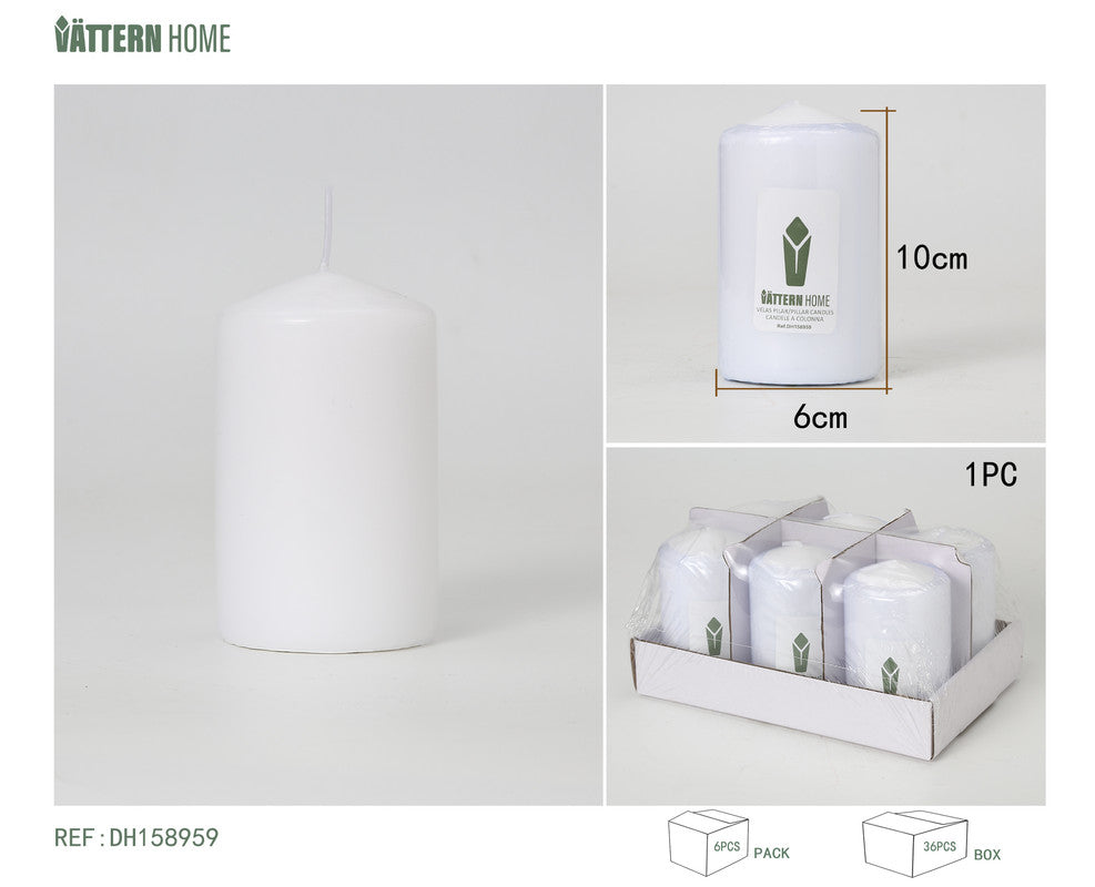 Candela Cilindrica Bianca – Altezza 10 cm
