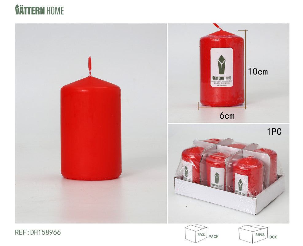 Candela Cilindrica Rossa – Altezza 10 cm