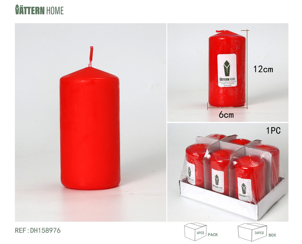 Candela Cilindrica Rosso – Media Altezza