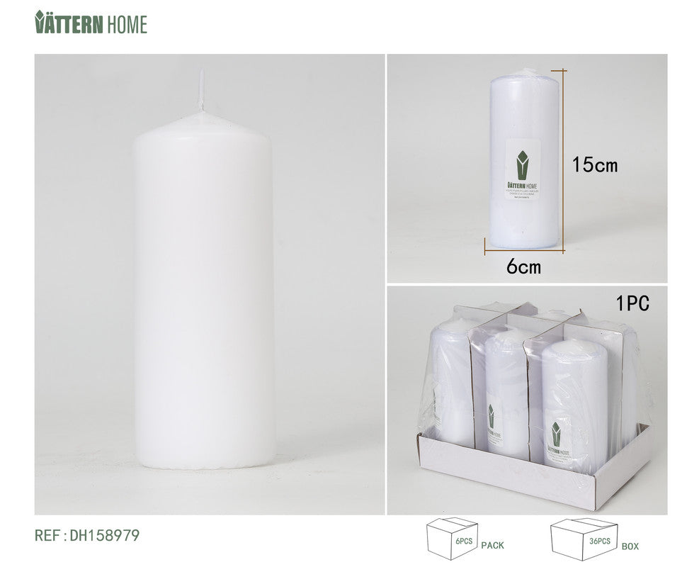 Candela Cilindrica Bianca – Design Classico