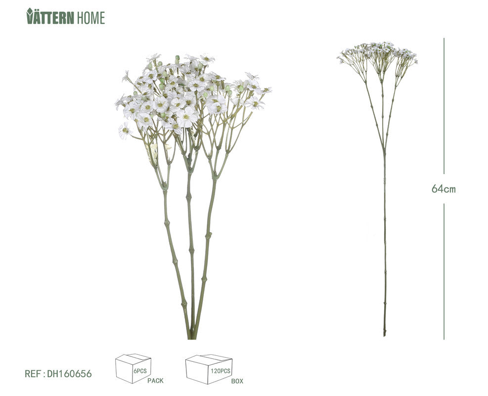 Ramo di Fiore Artificiale Bianco 64 cm