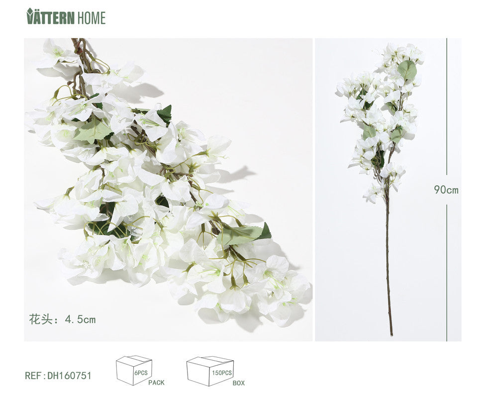 Ramo di Bouganville Artificiale Bianca