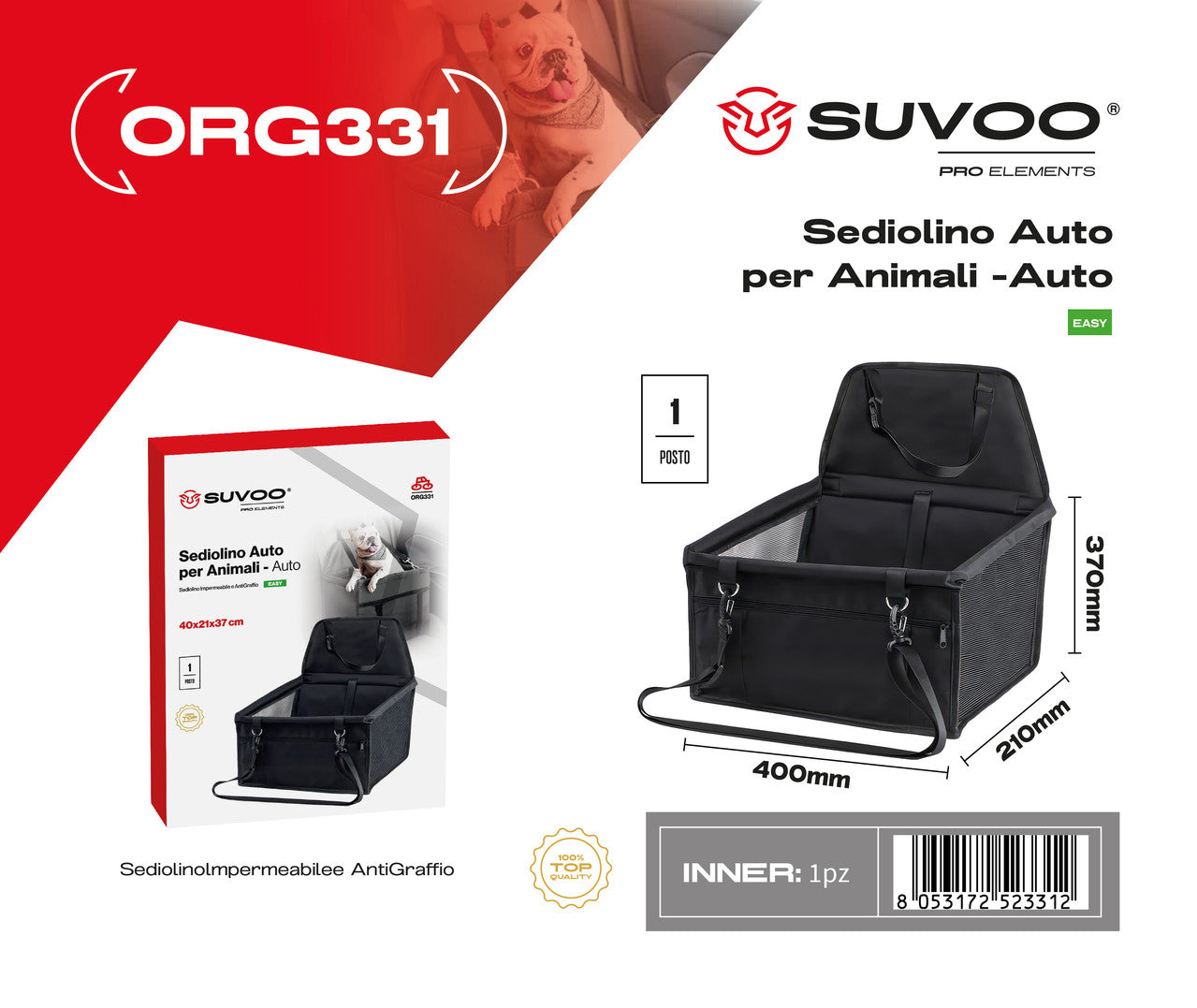 Seggiolino auto per animali domestici