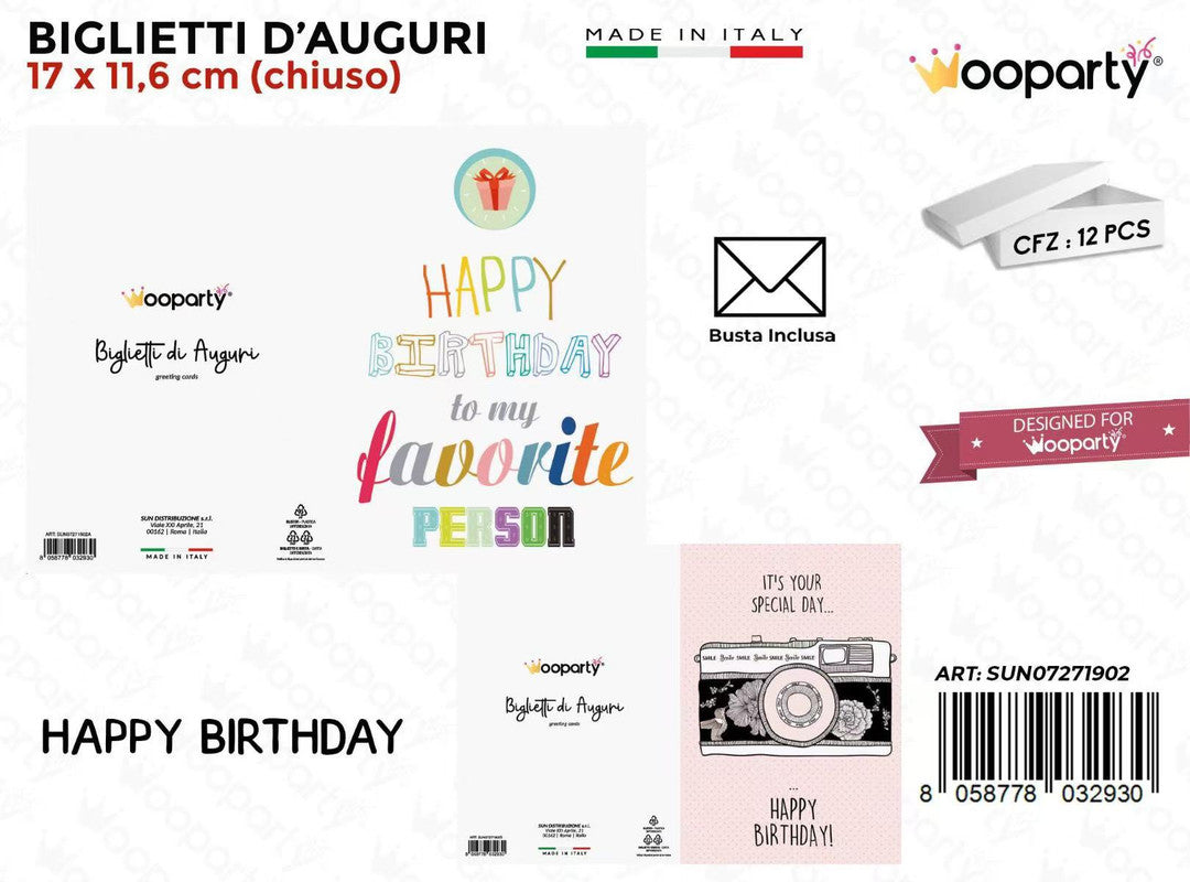 BIGLIETTI B. COMPLEANNO REGALO 2SOGG.