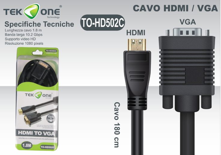 HDMI TO VGA CAVO 180CM