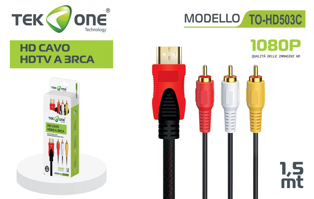 CAVO HDMI A 3 RCA MASCHIO 1.5M