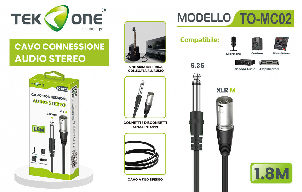 -CAVO DI CONNESSIONE AUDIO SETEREO XLR M 1.8M TO-MC02