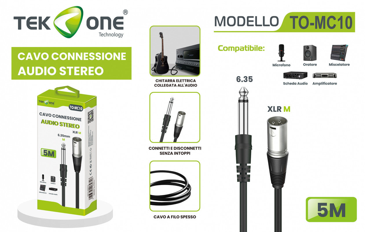 -CAVO DI CONNESSIONE AUDIO SETEREO XLR M 5M TO-MC10