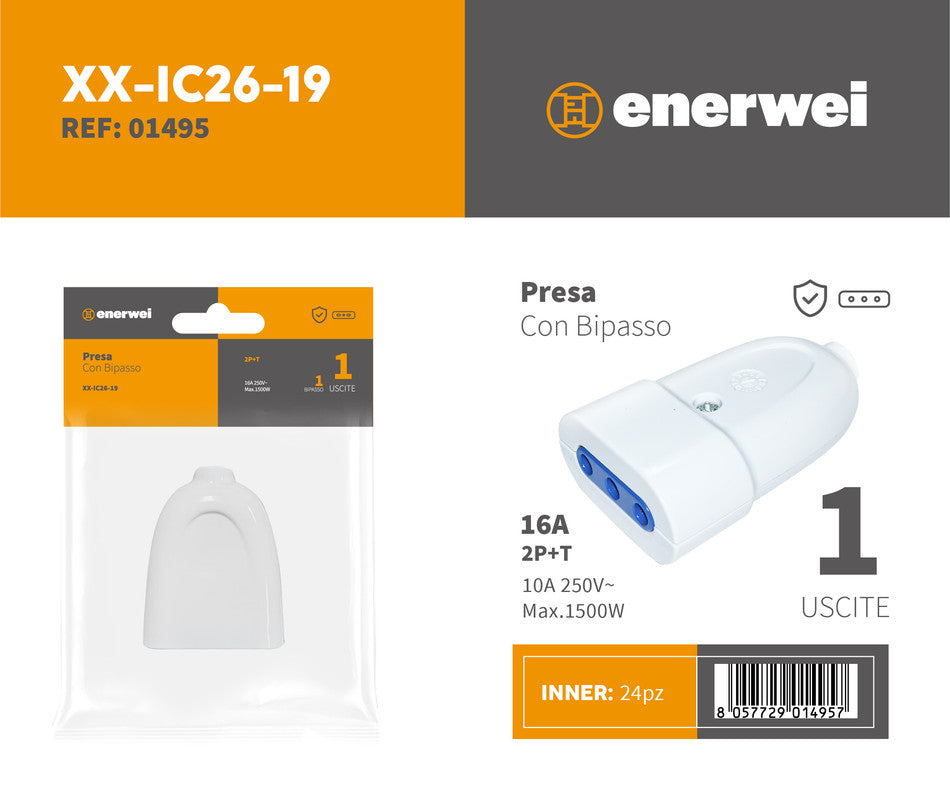 PRESA CON PLURISTANDARD 16A 250V~ MAX 1500W
